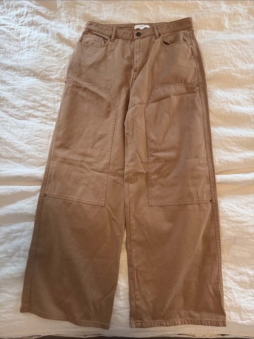 NWT LOFT Women’s Wide-Leg Carpenter Jeans in Tan size 8